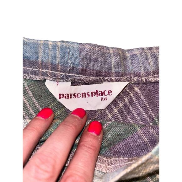 Parsons Place Ltd Wool Skirt- Pastel Plaid Pattern- Belt Loops, Button Zip 31 In - Picture 6 of 10